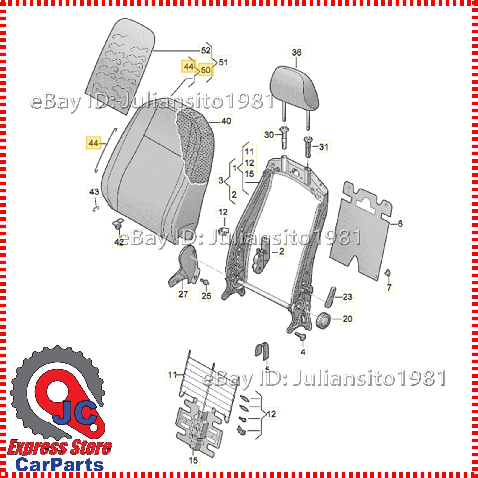 5GM881805R BBN VOLKSWAGEN GENUINE OEM GLI FRONT LEFT SEAT BACK COVER