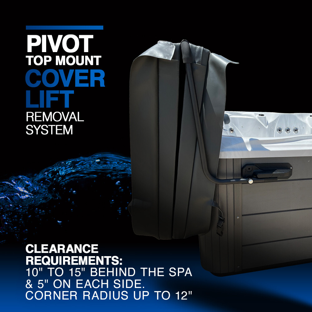 Puri Tech Pivot Top Mount Spa Cover Lift Removal System Reinforced Bracket Black