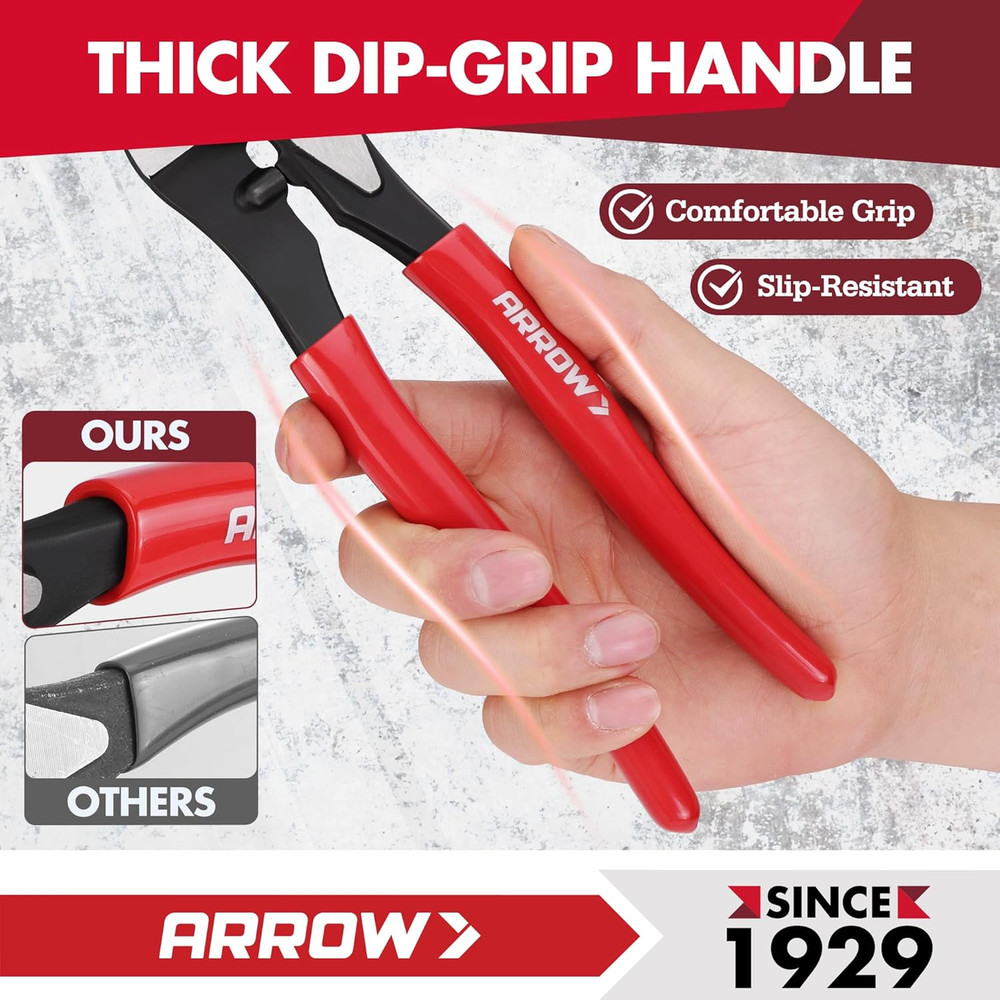 ARROW 9.5” Cable Cutter High Leverage, Wire Cutters Heavy Duty with Thick Dip-Gr