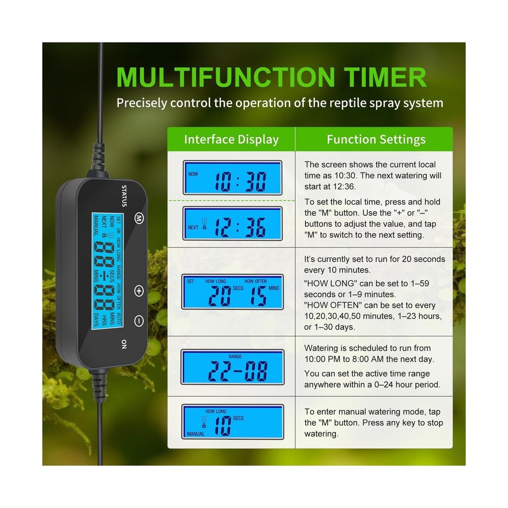 Reptile Mister System, External Timer & 360° Adjustable Nozzle, Hum... Fast