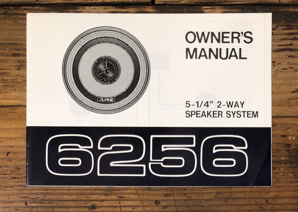 Alpine Model 6256 Speaker Owners / User Manual *Original*