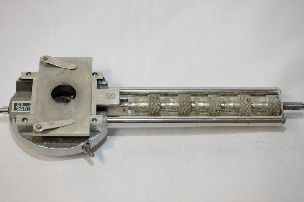 microscope antique collectible Eberbach integration stage ANN ARBOR INCH