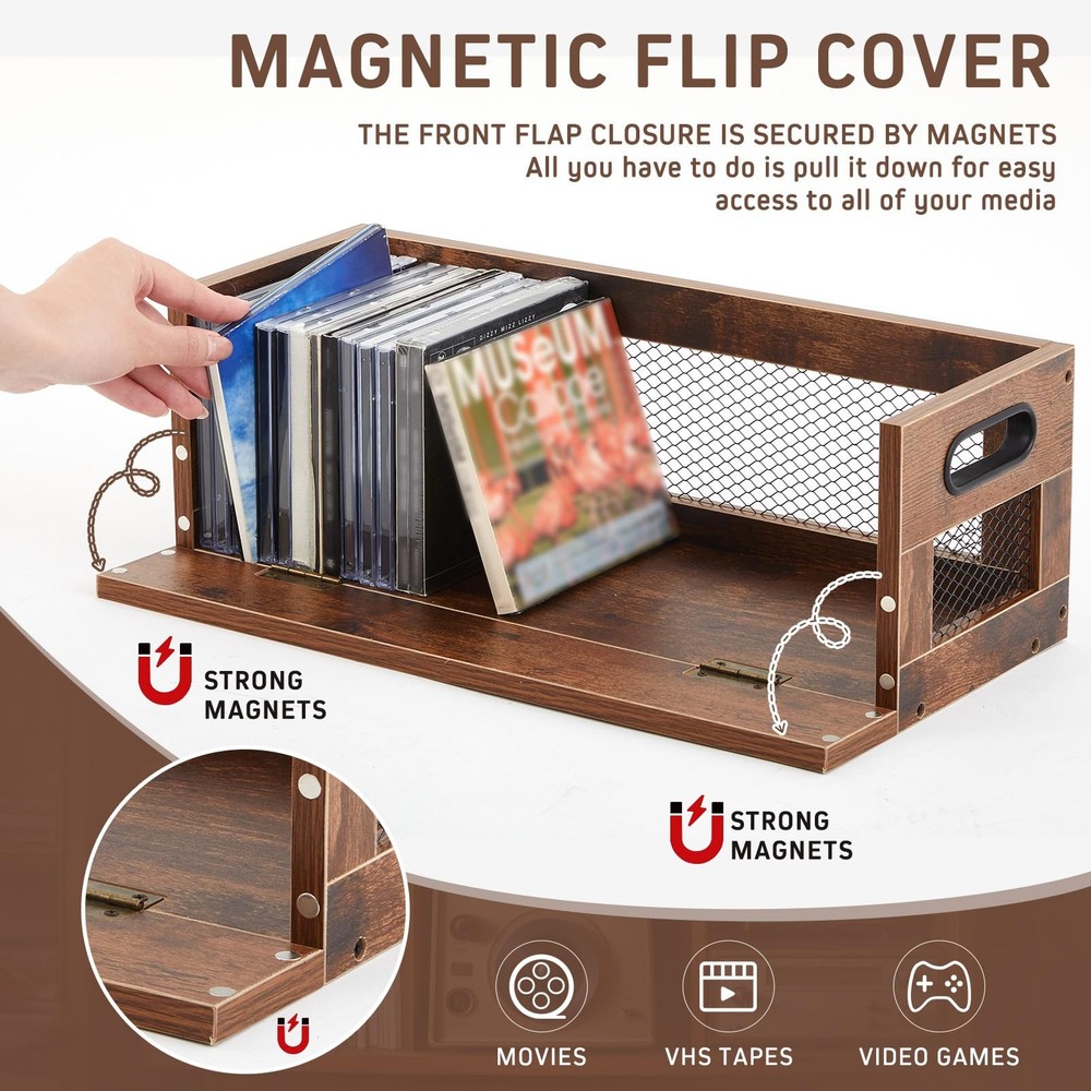 Jetec 2 Set Metal & Wooden Stackable Tabletop Storage Shelf, DVD and CD Stora...