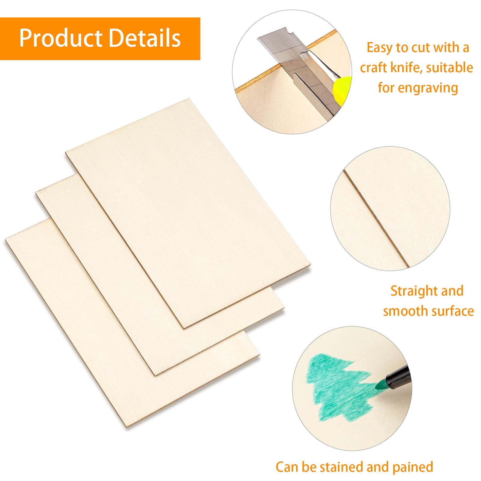 28 PCS Basswood Sheets - 4 x 6 x 1/16 Inch Thin Unfinished Craft wooden brown