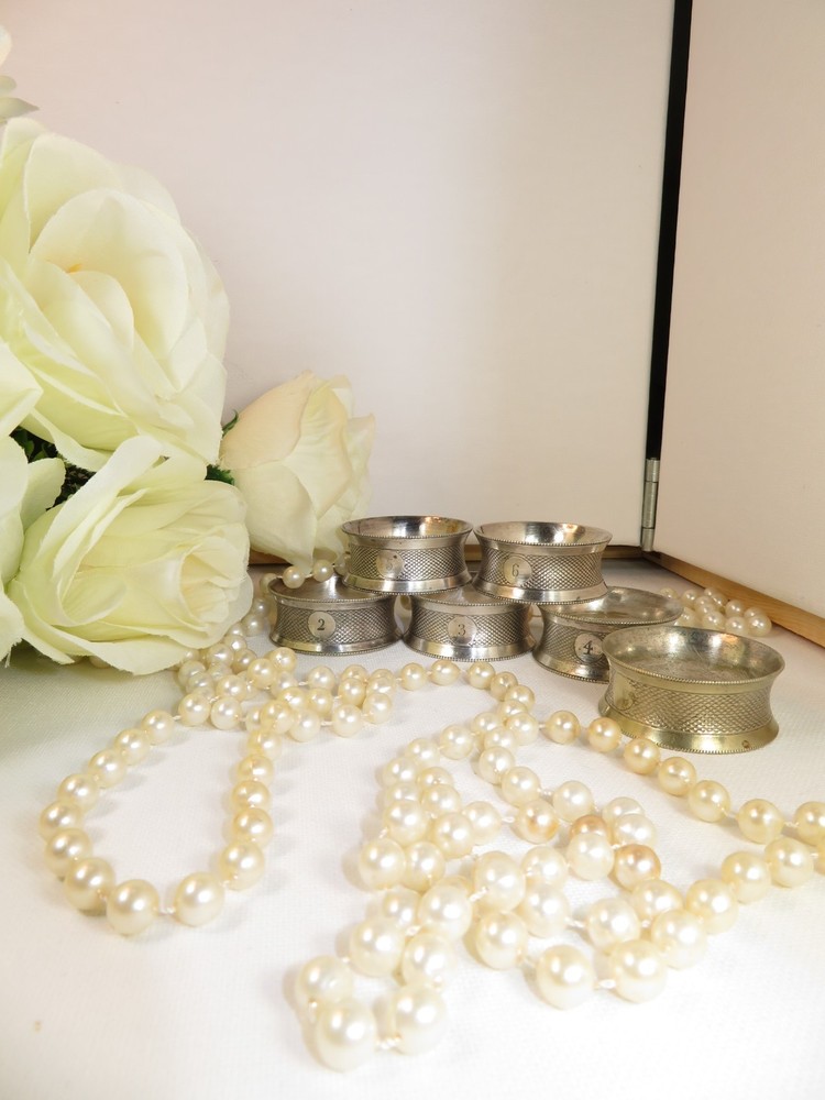 5 Silver Plated Numbered Napkin Rings. Number 2-6