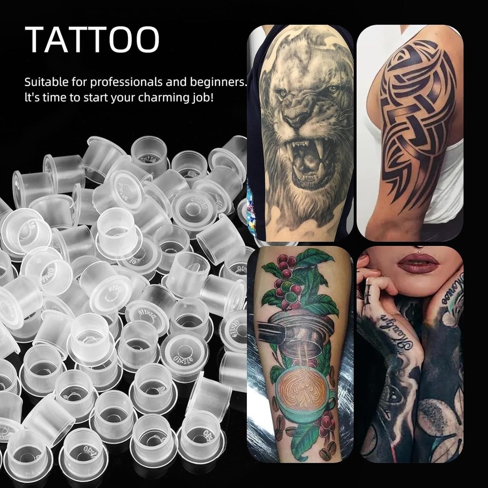 Versatile 300pcs Tattoo Ink Cups Set - Small, Medium, Large - Durable Design