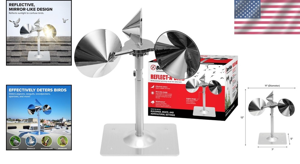 Sleek Reflective Spinning Deterrent for Pigeons & Sparrows - Weatherproof Design