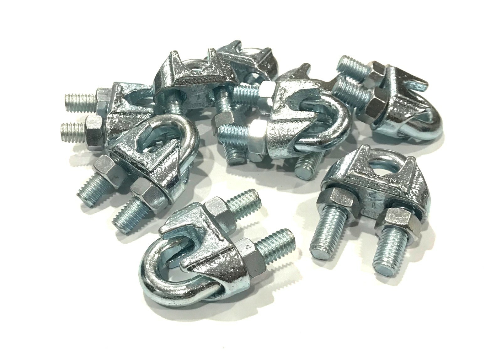 Cable Clamps 1/2” U-Bolts Galvanized Wire Rope Clamps Clips 2, 4, 6, 12, 20pcs