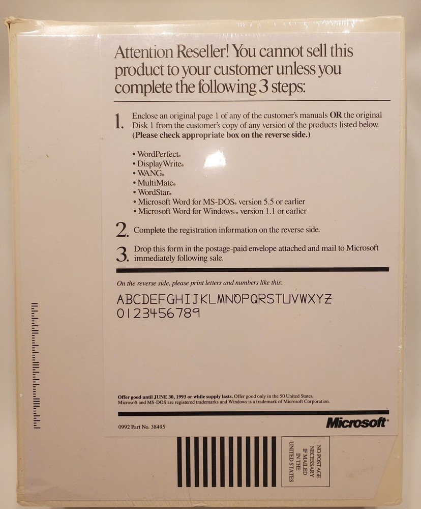 Microsoft Word for Windows 1992 BRAND NEW UNOPENED