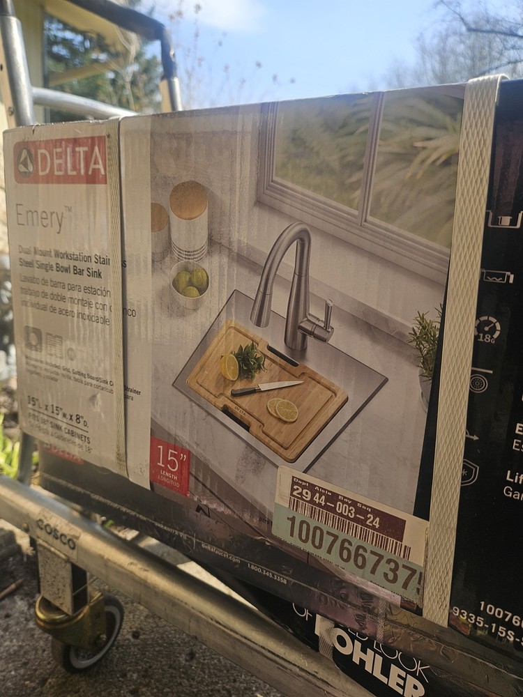 Delta Emery 15" Drop-In Sink – SS, WorkFlow Ledge, Single Bowl
