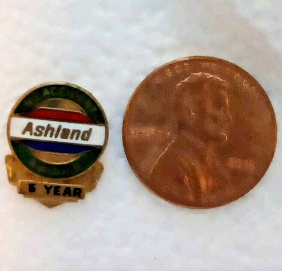 Vtg Ashland Oil 5YR Employee Service No Accident Award Lapel Tack Hat Pin EUC