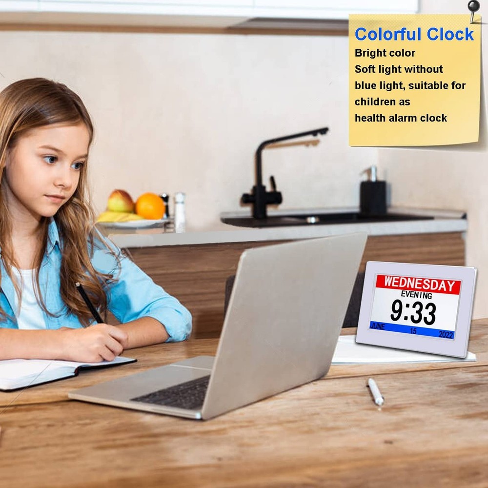 AINFTIME DST Clock with Day and Date for Elderly-3 Display Digital Calendar A...