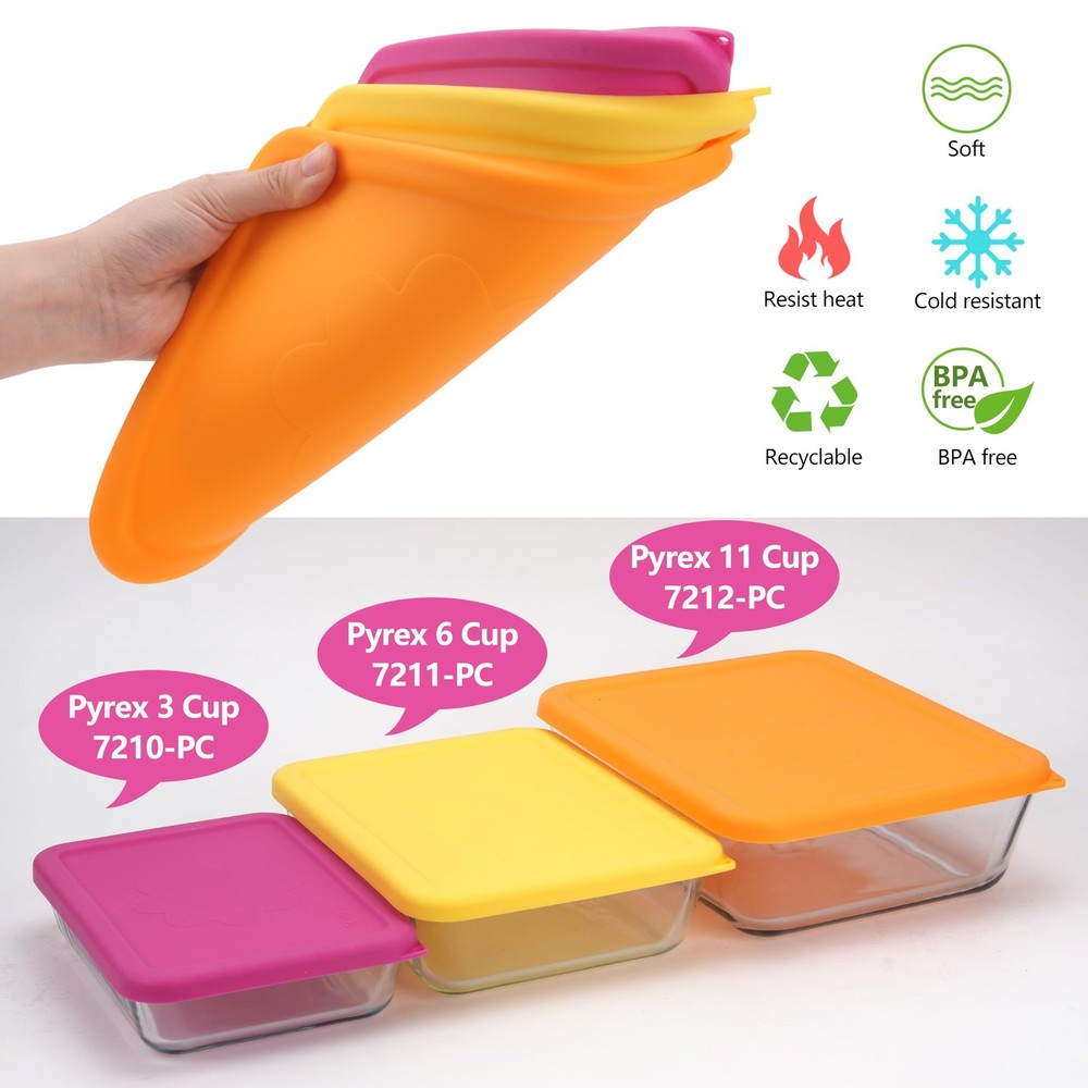 LUVCOSY 6 Cup Rectangle Silicone Storage Cover Lids 6 - 2 Pack
