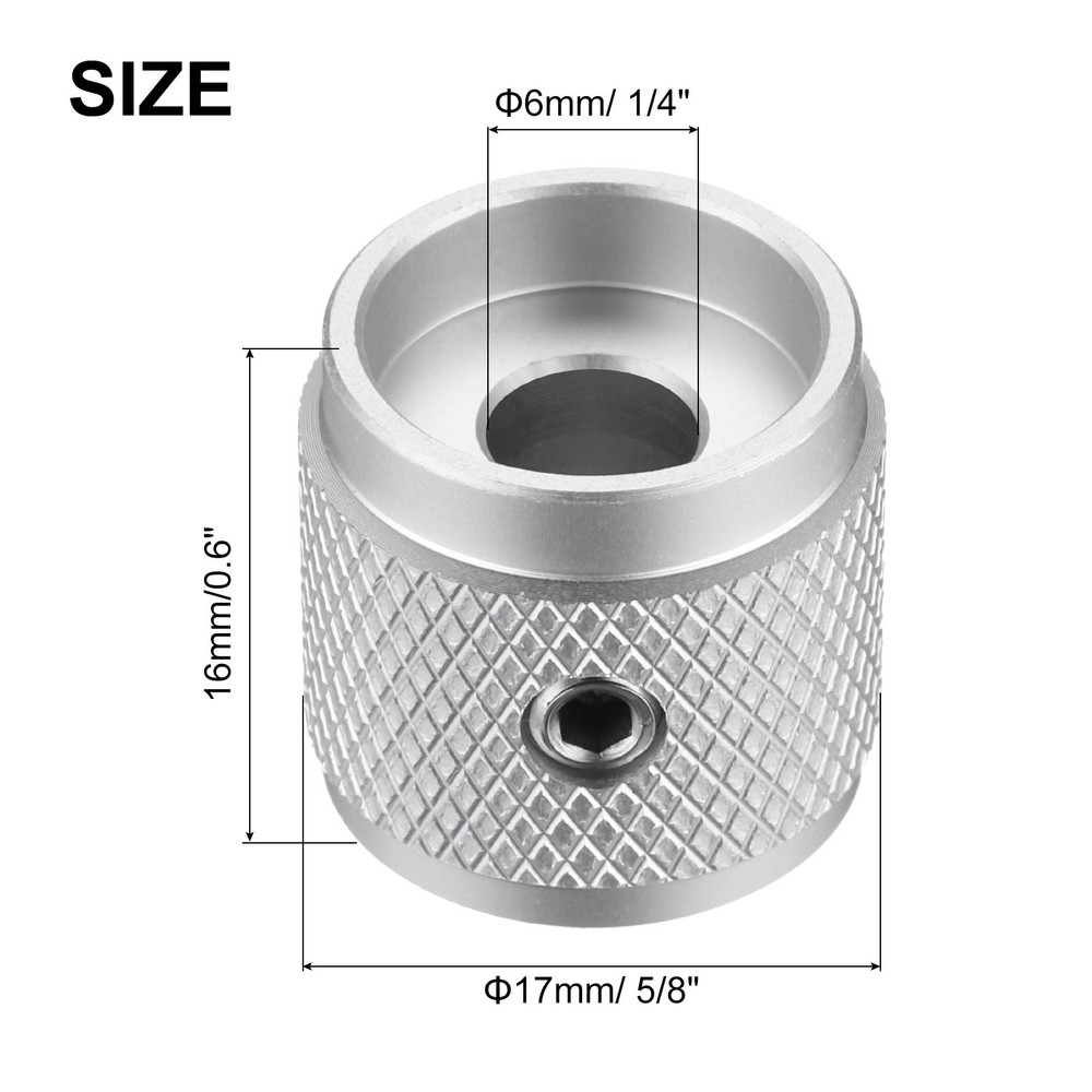 6PCS Guitar Knobs Metal, Volume Tone Control Dome Knobs 1/4" x 5/8", Silver