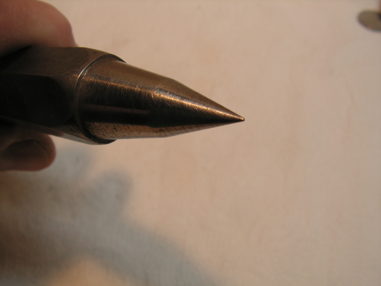 Vintage 12oz Plumb Bob With Nylon Cord 12'+ Hex Body, Nice Sharp Point