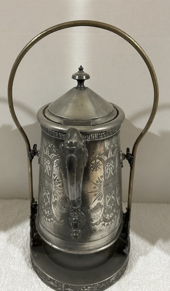 Antique Victorian Silver Plated Tilting Water Pitcher