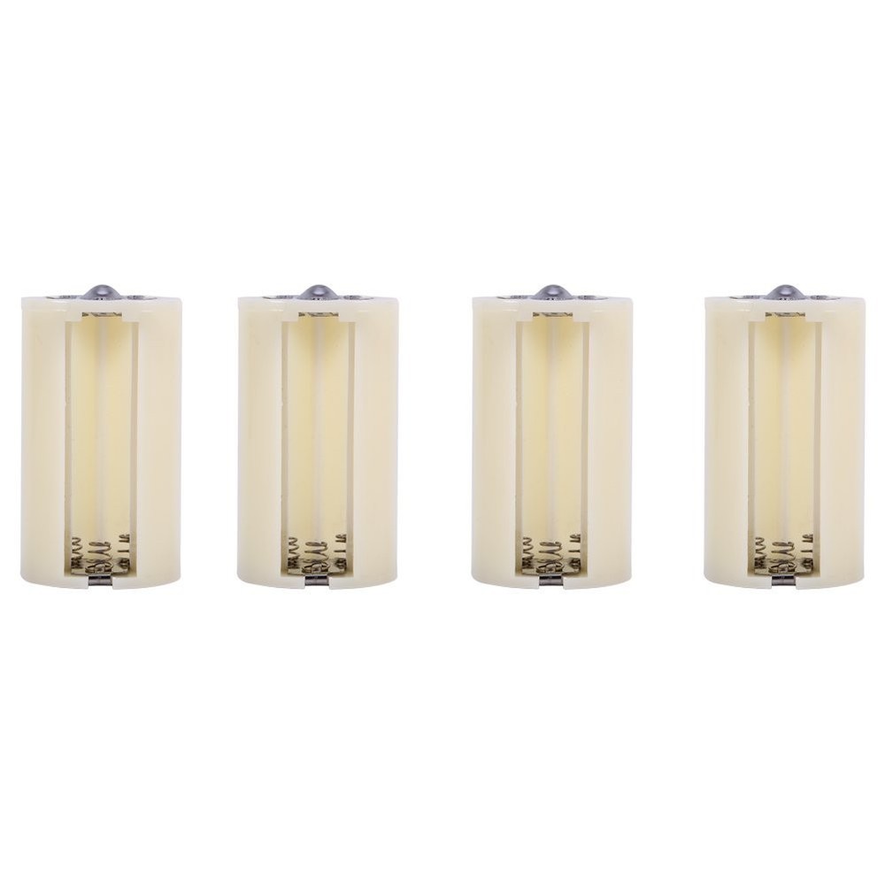 Universal AA to D Battery Adapter Converter Case 4-Pack - White, Easy Switch