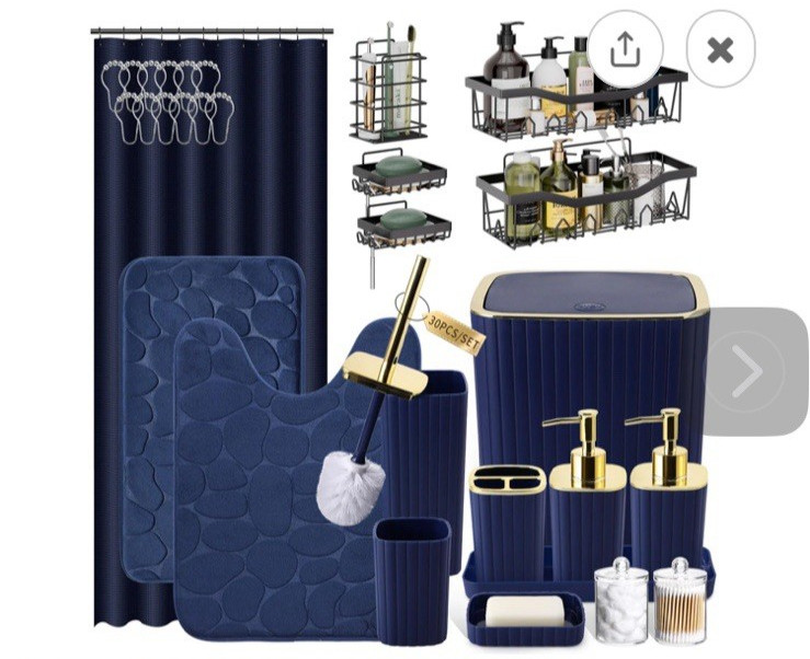 Bathroom Accessories Set, Blue ,25pcs NEW