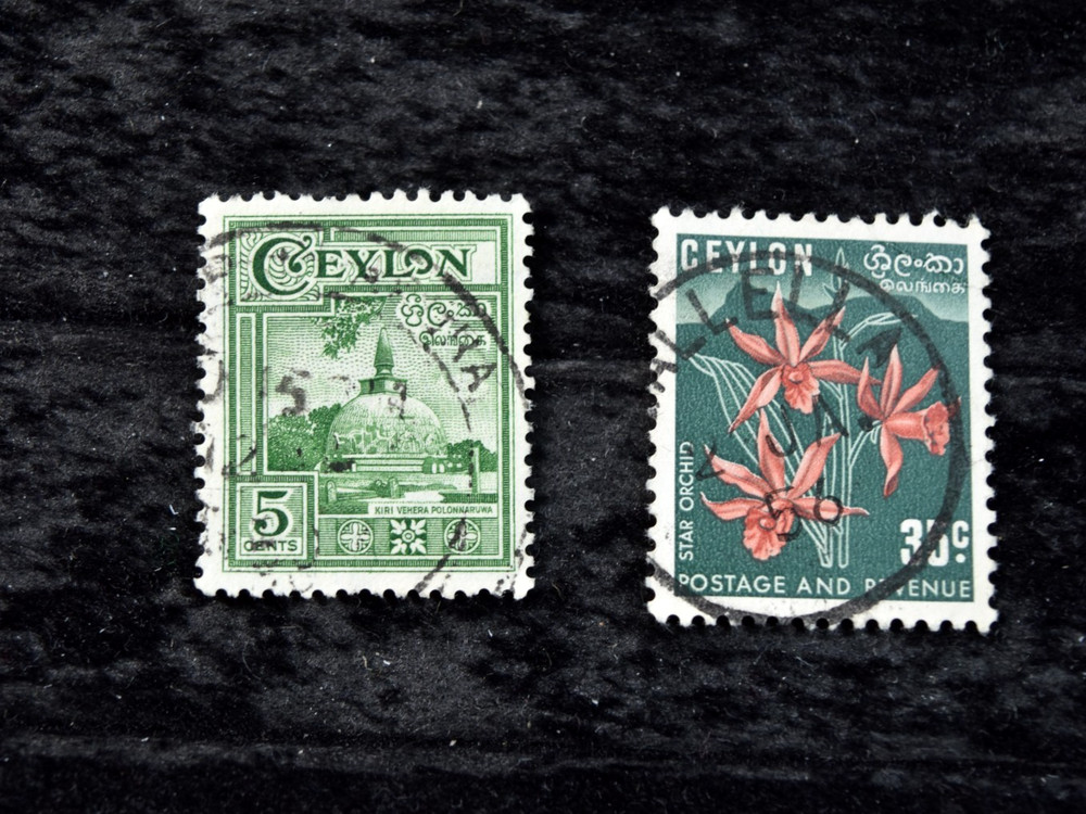 CEYLON 1935-1948 5 DIFFERENT USED