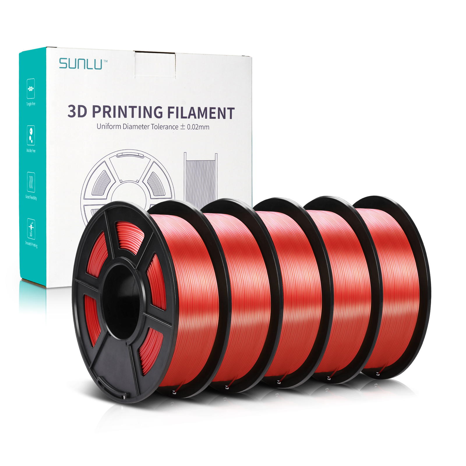 SUNLU 5×1KG PLA Matte PLA+ PLAMETA PETG SILK ABS 3D Filament Combo
