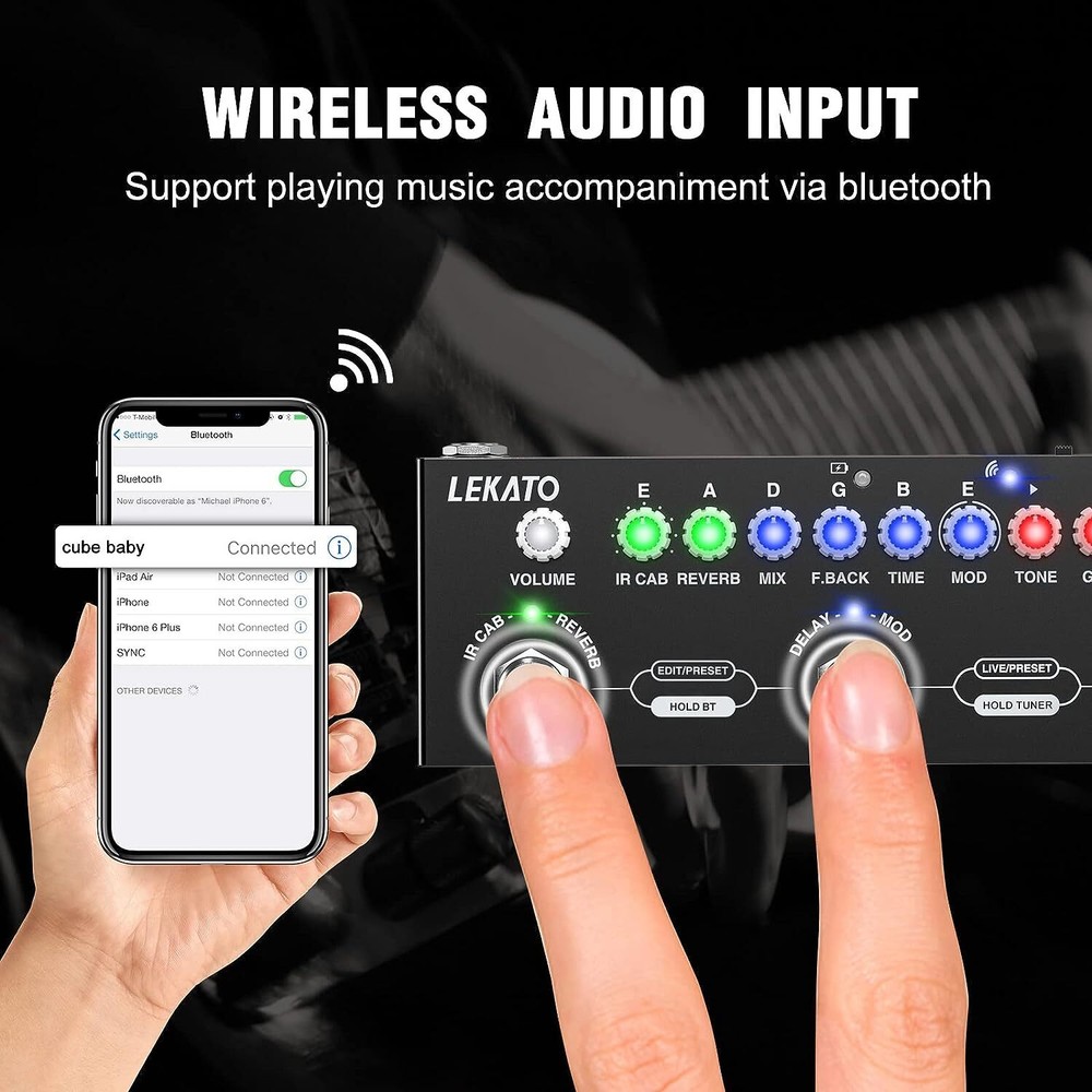 LEKATO Bluetooth 5.0 Guitar Multi-Effects Pedal Distortion Delay Chorus Phaser