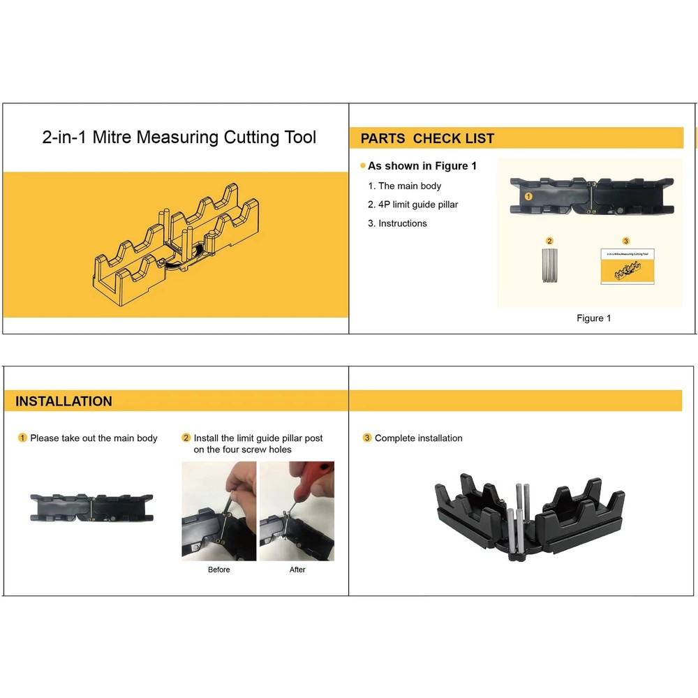 moonoom 2-in-1 Mitre Measuring Cutting Tool, Miter Saw Protractor Tool,...