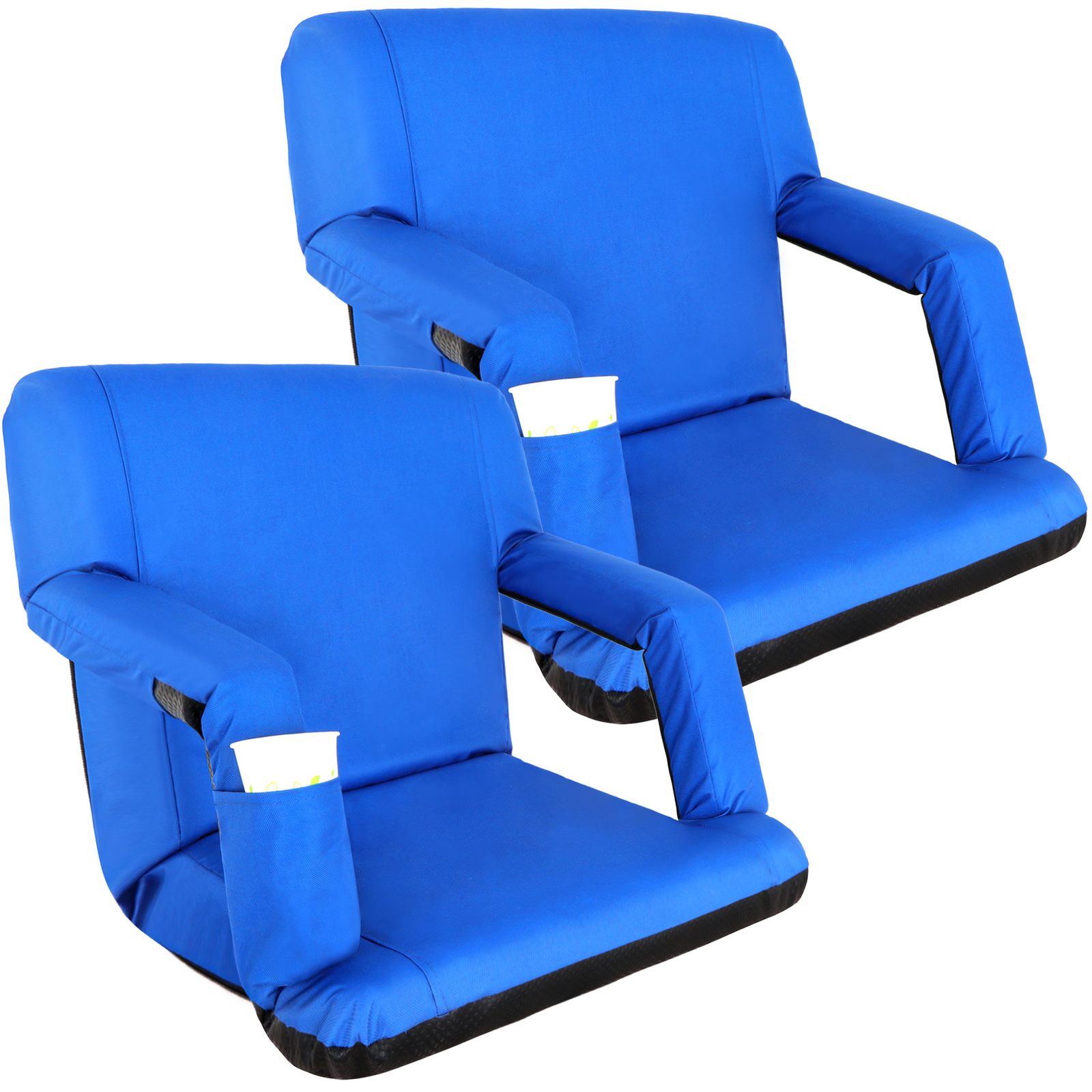 2PCS Wide Stadium Seat for Bleachers Reclining Stadium Chair Seat w/Back Cushion
