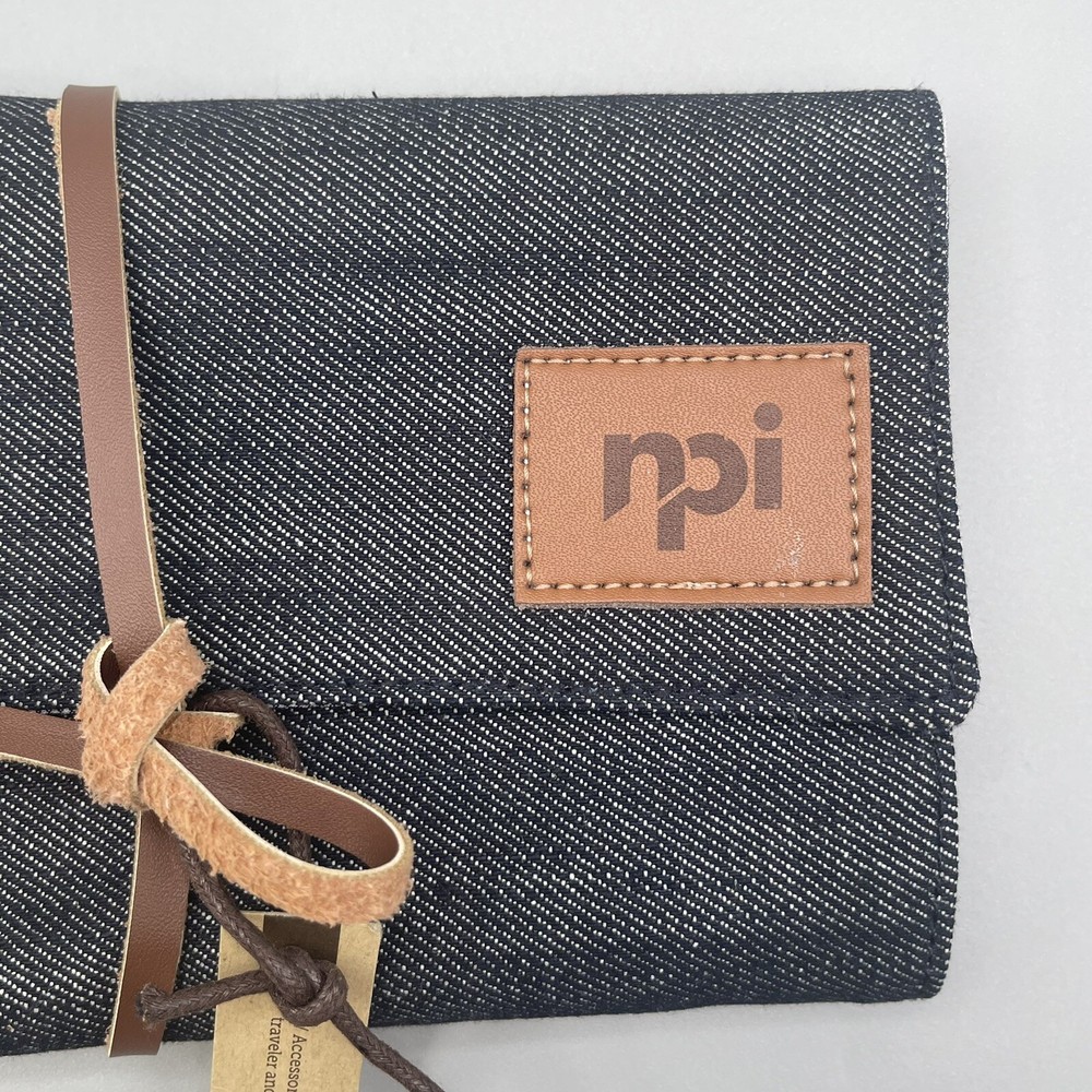 Origaudio Denim Collection Tech Organizer School Folder Flexible Brown Straps