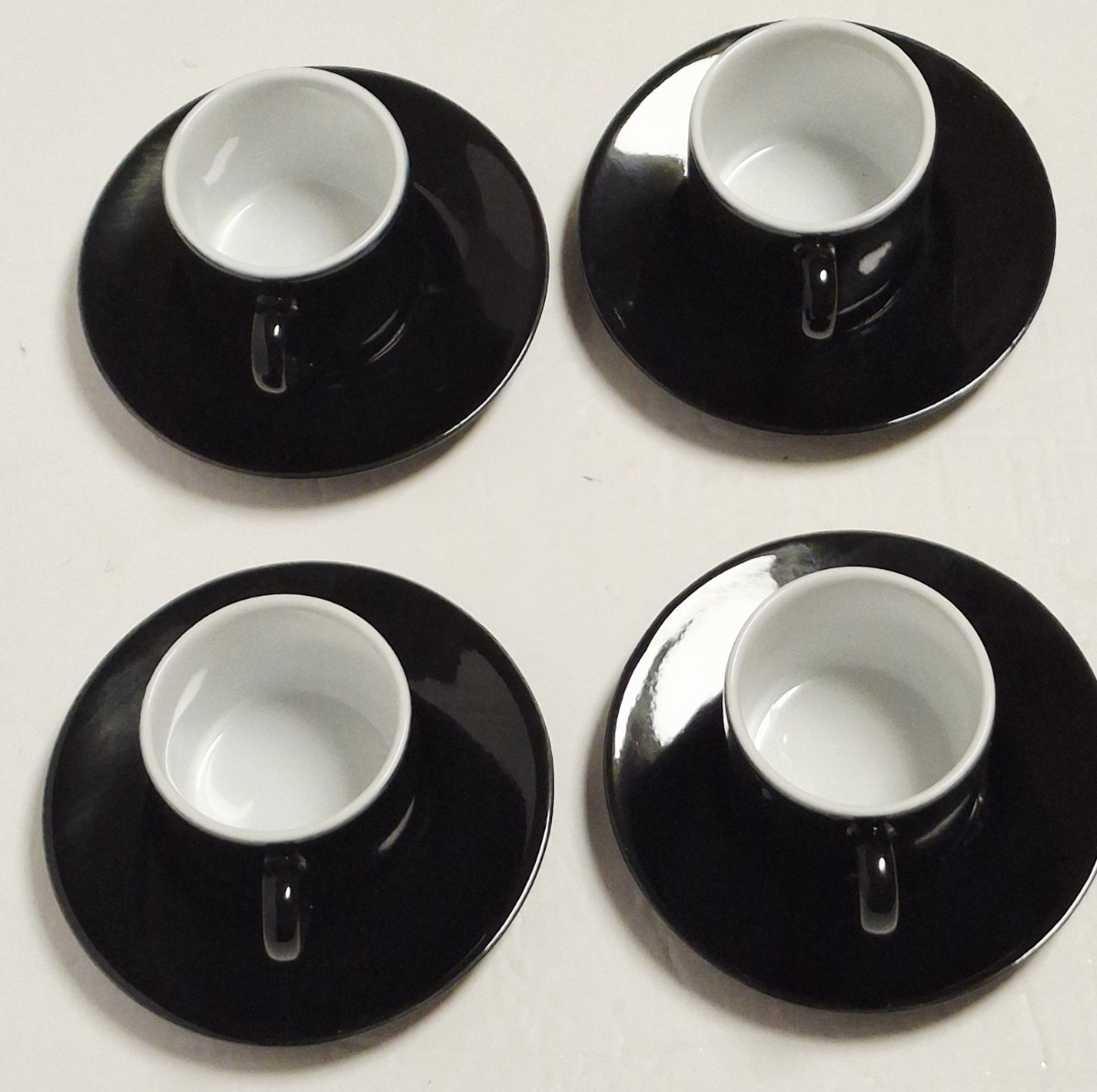Signature black and white espresso cups and saucers set of 4