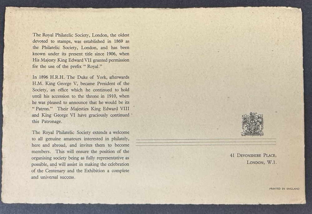 Stamp Centenary Exhibition, May 6-11, 1940, Royal Philatelic Society, Catalog