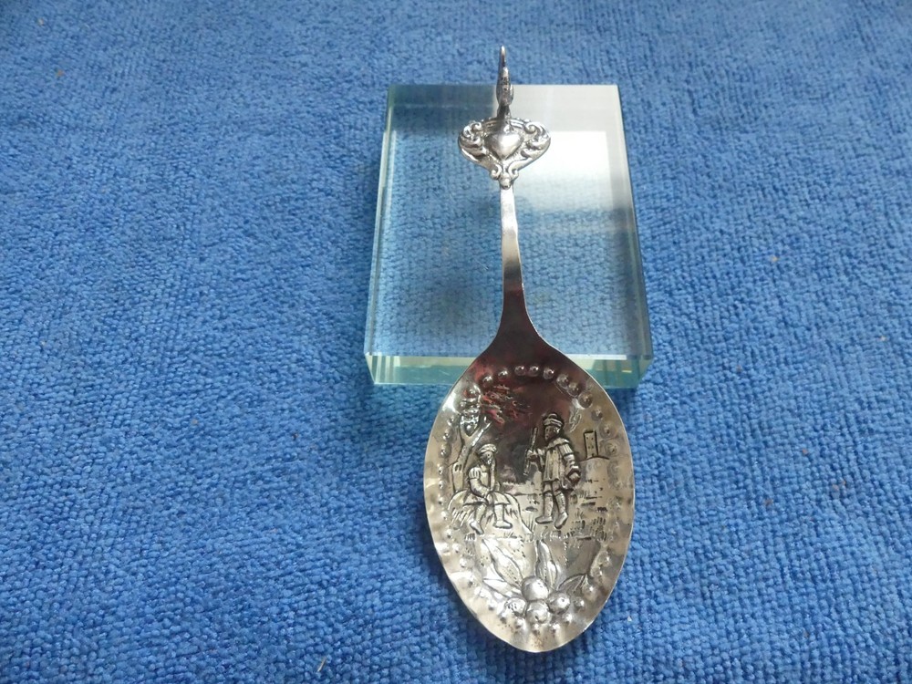 18th Century Dutch Silver Caddy Spoon Crowned Leopard Head