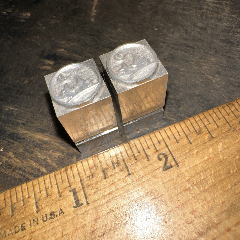Printing Blocks “ night Time Scene “ Moon & Trees, Lead Blocks.