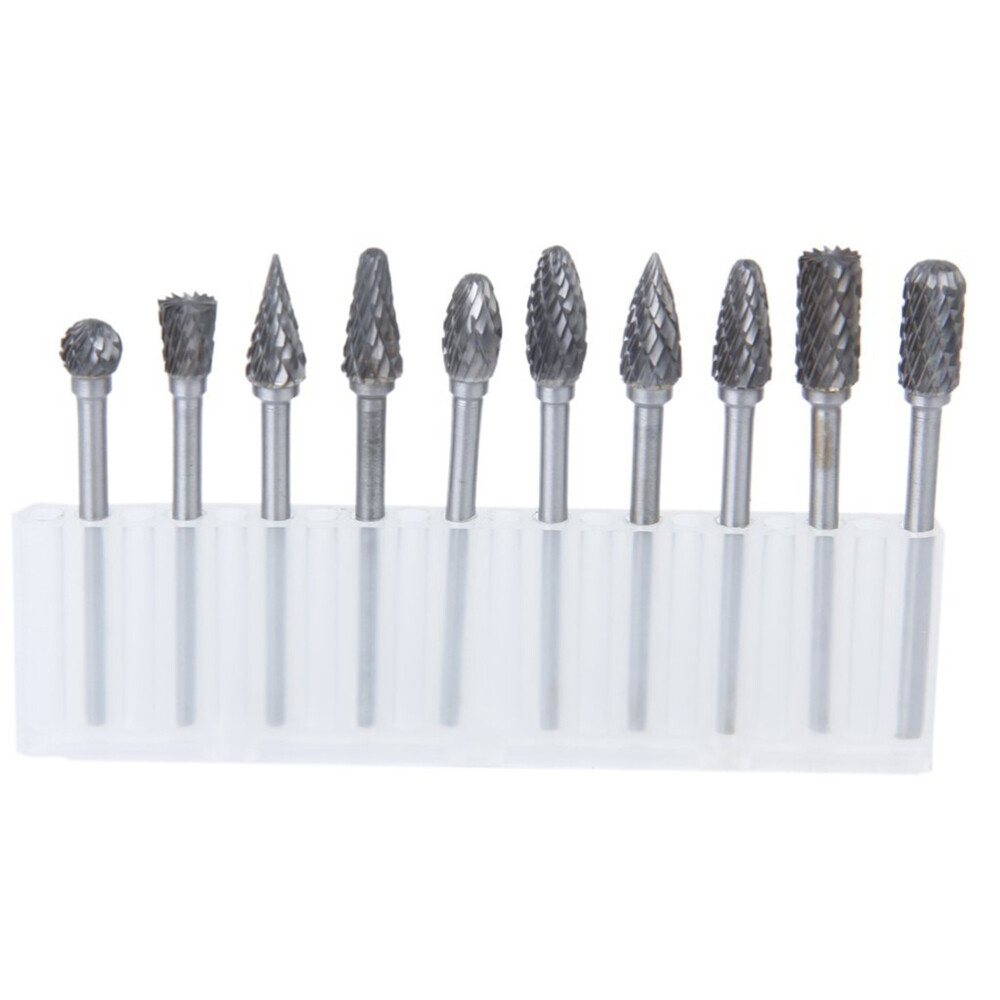 Carbide Burr Die Bits - 10pcs Set for Precision Deburring and Routing