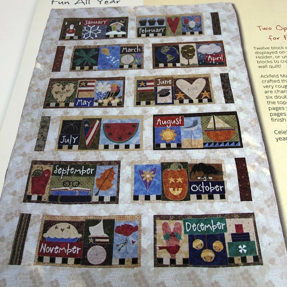 SAM SARAH DESIGN "FUN ALL YEAR" APPLIQUE QUILT Pattern Book 1011 USED