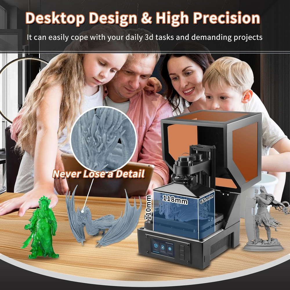 S100 Mini Resin 3D Printer with 5.5" 2K LCD Curing Screen, High Precision, Auto