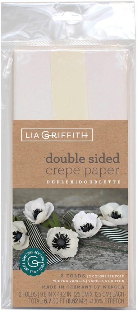 Lia Griffith Double-Sided Extra Fine Crepe Paper 2/Pkg-White/Vanilla &  - 2 Pack