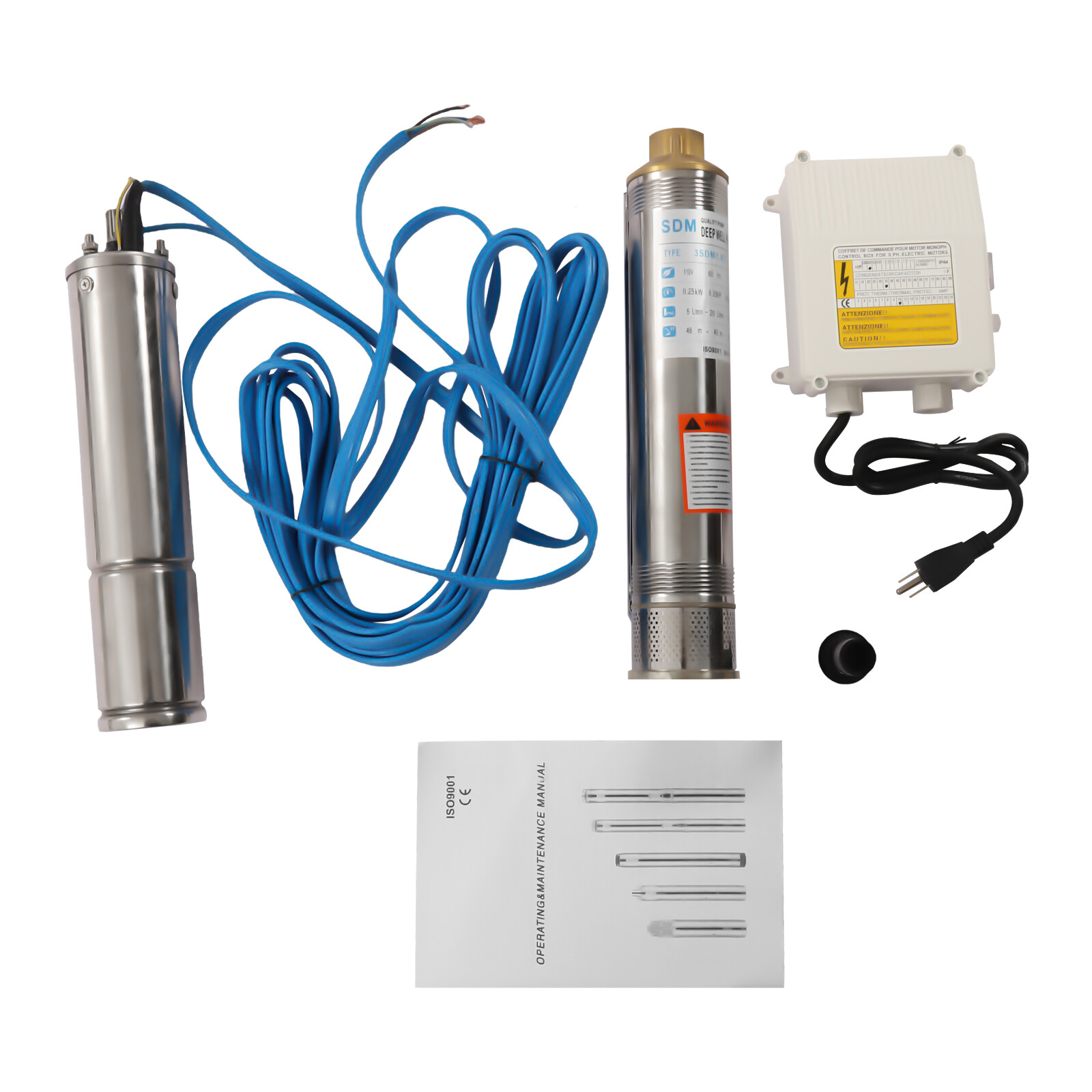 110V 0.33HP Deep Well Pump Submersible Well Pump Deep Well Pump 16GPM 151ft New