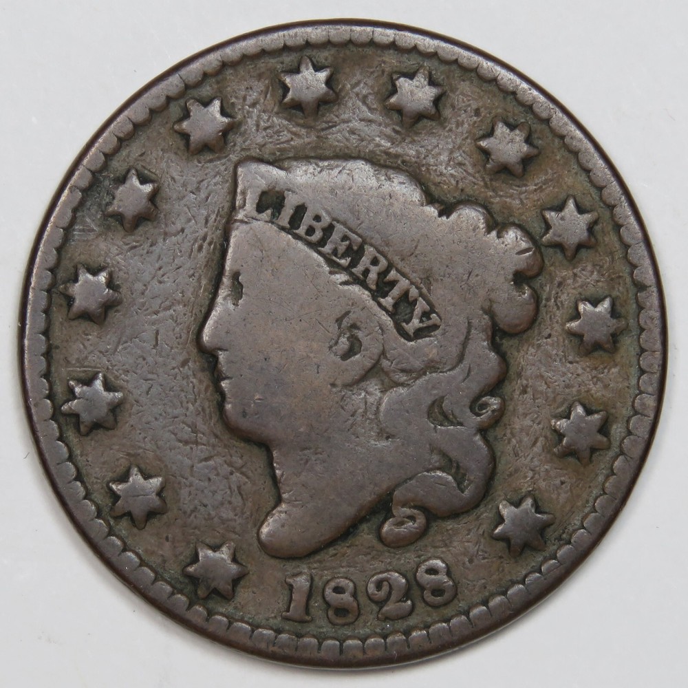 1828 Liberty Coronet Matron Head Large Cent - Small Wide Date
