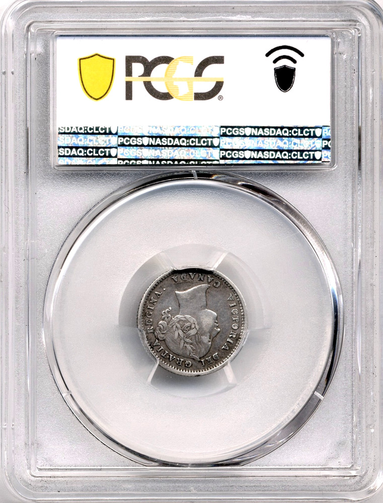 1858 Canada 10 Cents, MINT ERROR, Planchet Lamination Reverse - PCGS EF40