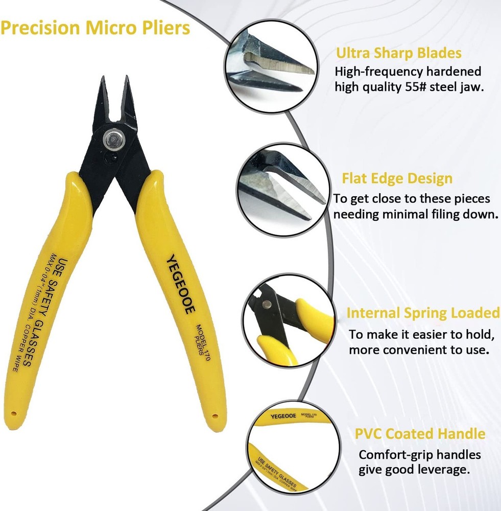 Flush Wire Cutter, 10PACK Precision Diagonal Cutting Pliers Small Wire Cutter...