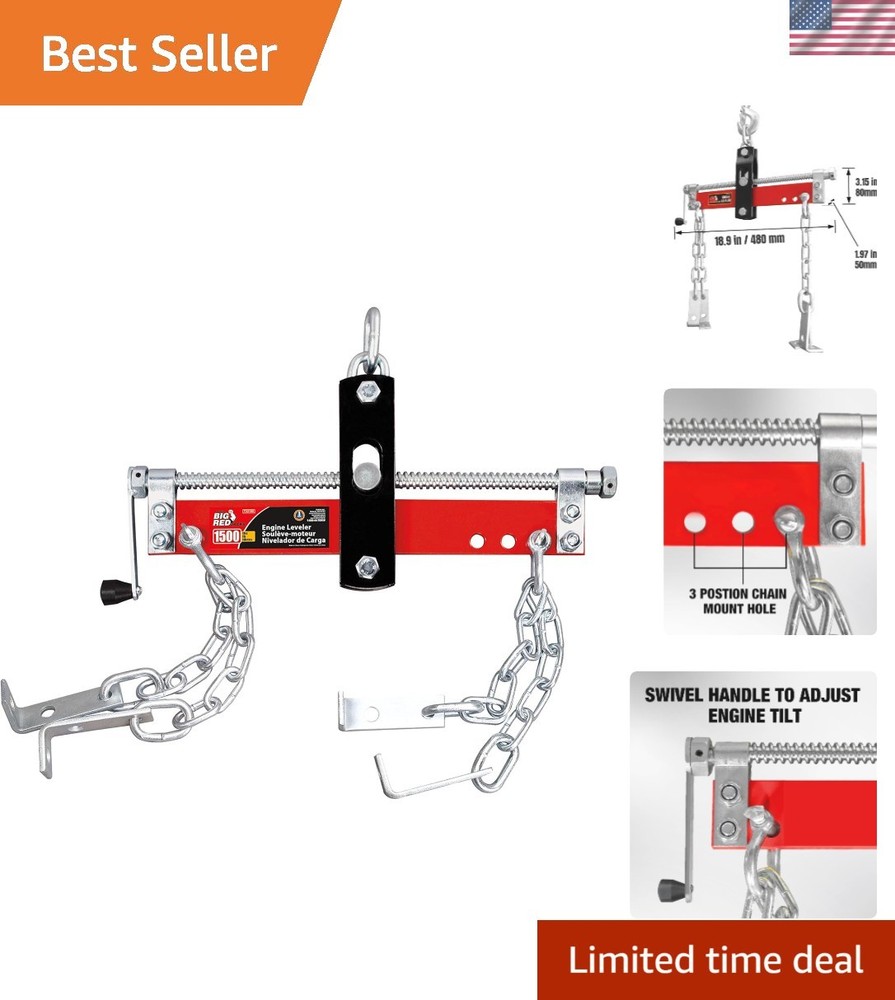 Rugged Steel Engine Leveler with Adjustable Handle - 3-Position Versatility