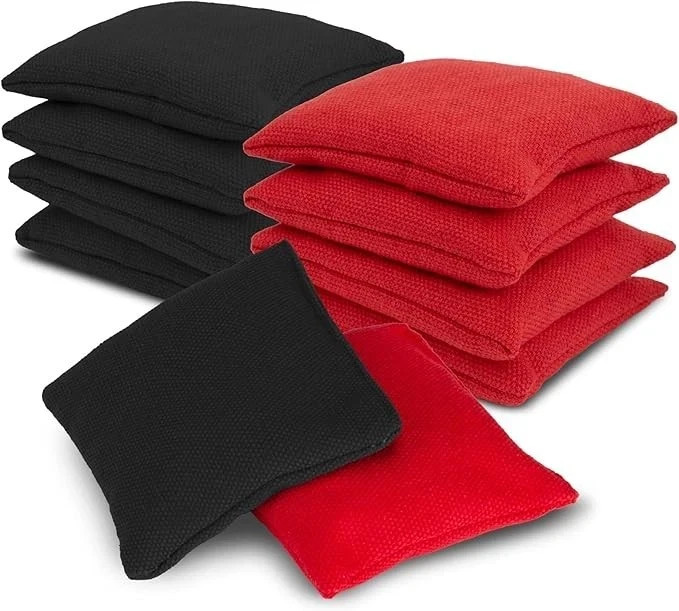 8-Pack Cornhole Bean Bags - 4 Black & 4 Red for Outdoor Games and Events