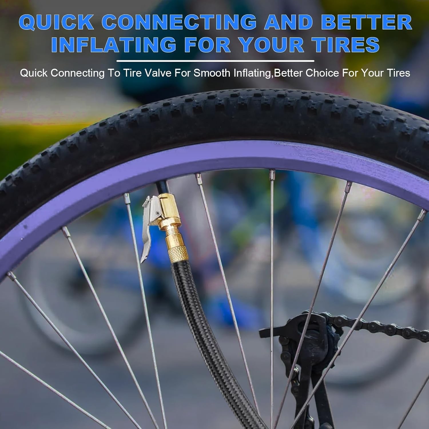 2Pcs Locking Tire Air Chuck,Brass Tire Inflation Hose Adapter,Tire Nozzle with T