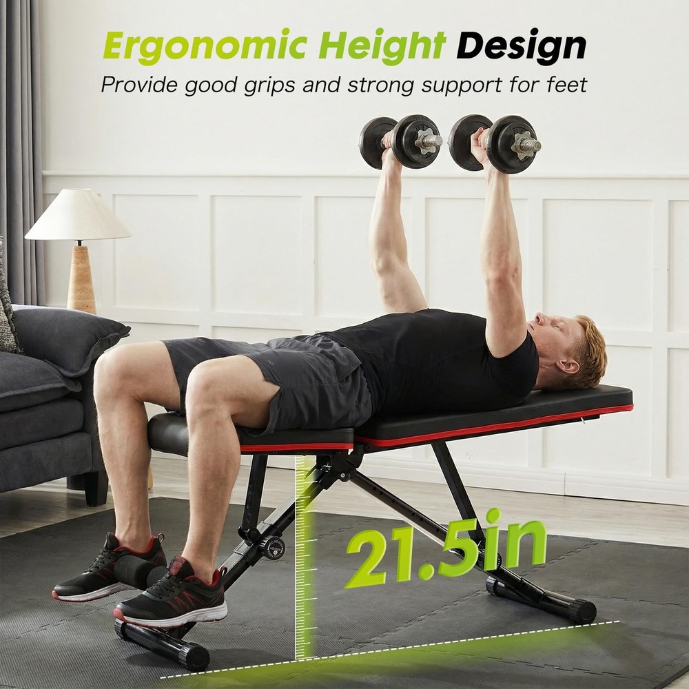 Adjustable Weight Bench for Full Body Strength Training, Foldable Workout Ben...