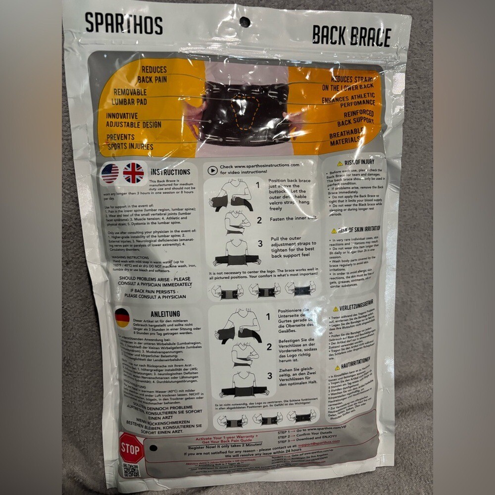 Sparthos Back Support Belt-Relief from Back Pain,Sciatica,Herniated Disc (Small)