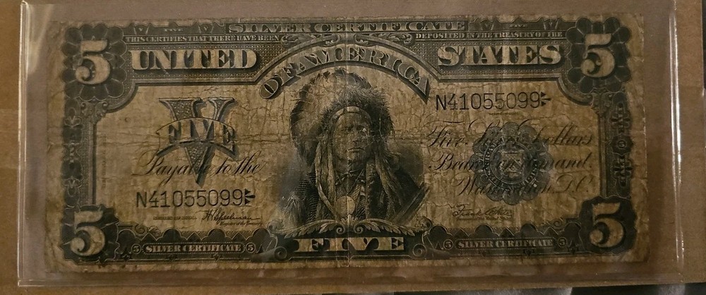 Silver Certificate 5$ Indian Chef Note! 1899,Nice!