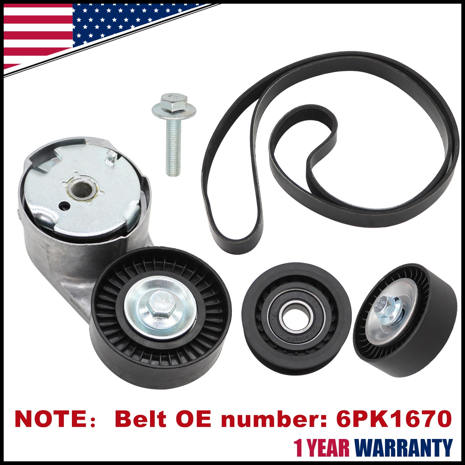 Drive Idler Pulley Serpentine Belt Tensioner Kit for Chrysler Ram Dodge Jeep 3.6