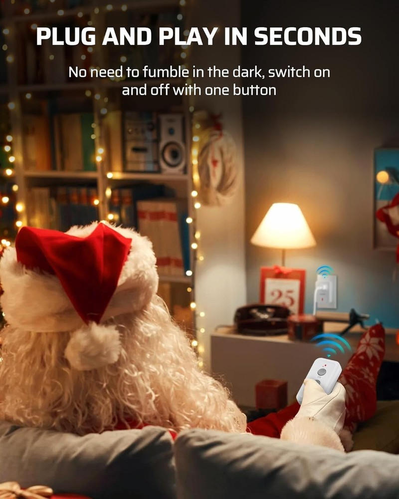 Indoor Wireless Power Switch with 100ft RF Range, Remote Control & Compact Size