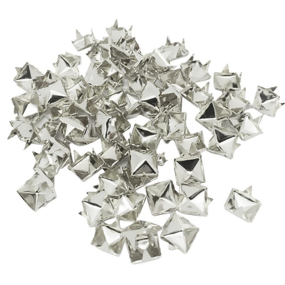 100 Pieces Threads Spots Studs 4 Prong 0.28\" Square Pyramid
