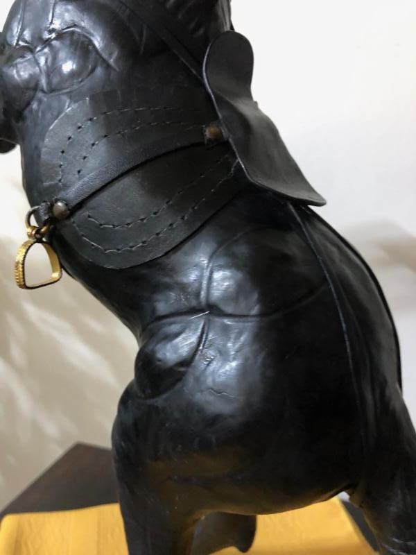Antique Pounded Leather Horse ~ Black Stallion